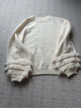 Cake for Dinner Cream Fringe Sleeve Sweater